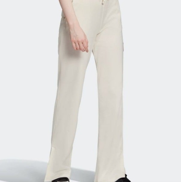 NWT 《 Adidas 》chalk white bling sweatpants y2k flare rhinestone slit hem XL - Picture 10 of 13